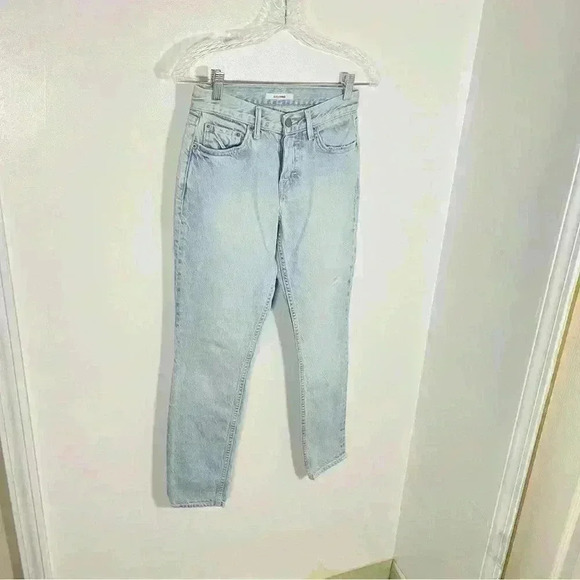 GRLFRND Yasmin Mid Rise Jeans Fame Wash Light Denim Preppy Academia Distressed - Picture 3 of 12